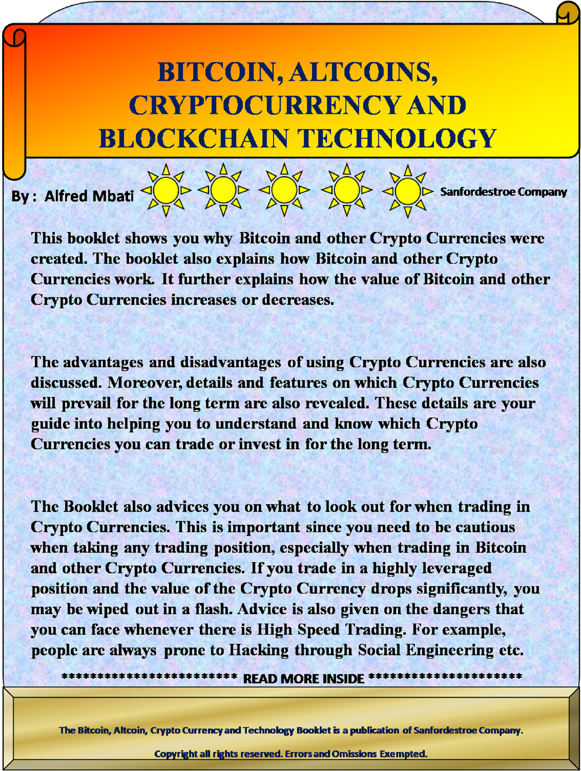 Bitcoins and Crypto Currency Bigger Coverpage with name and snf